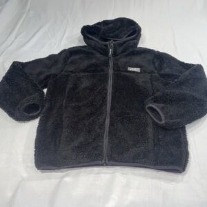 Eddie Bauer Kids Black Sherpa Fleece Full Zip Hoodie Jacket Size M 10/12